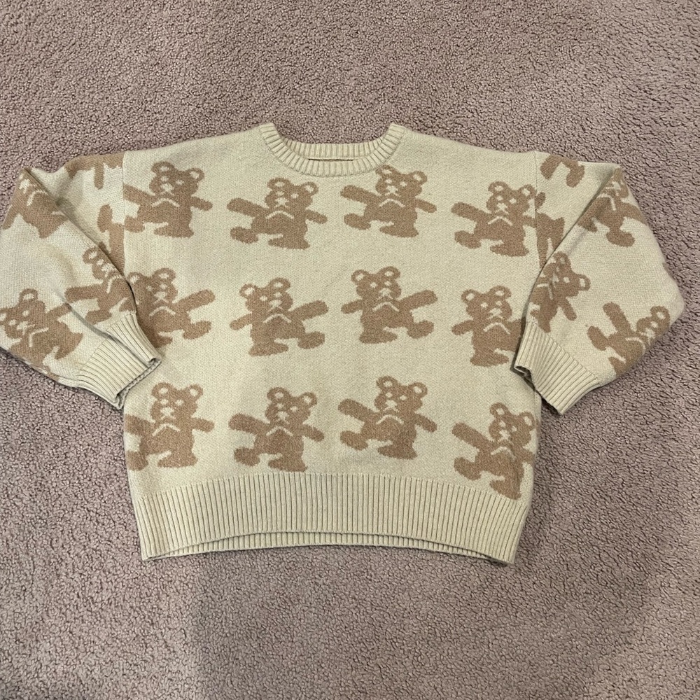 DAZY Bear Pattern Drop Shoulder Boho Knit Sweater - Picture 2 of 9